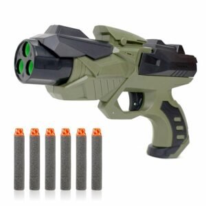 Aditi Toys Nitro Ranger Hard Tip Foam Bullet Gun Toy, Slam Fire Action Blaster Toy with 6 Darts, Shooting Gun for Kids Age 3+ (Green)