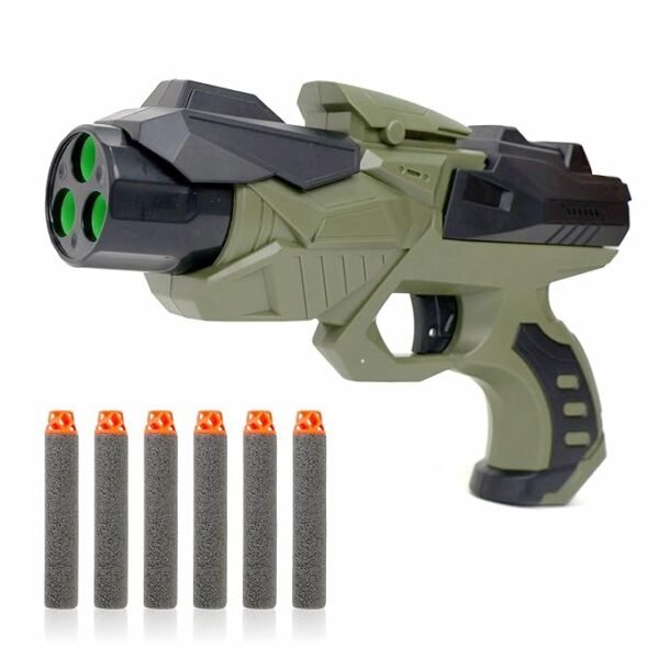 Aditi Toys Nitro Ranger Hard Tip Foam Bullet Gun Toy, Slam Fire Action Blaster Toy with 6 Darts, Shooting Gun for Kids Age 3+ (Green)