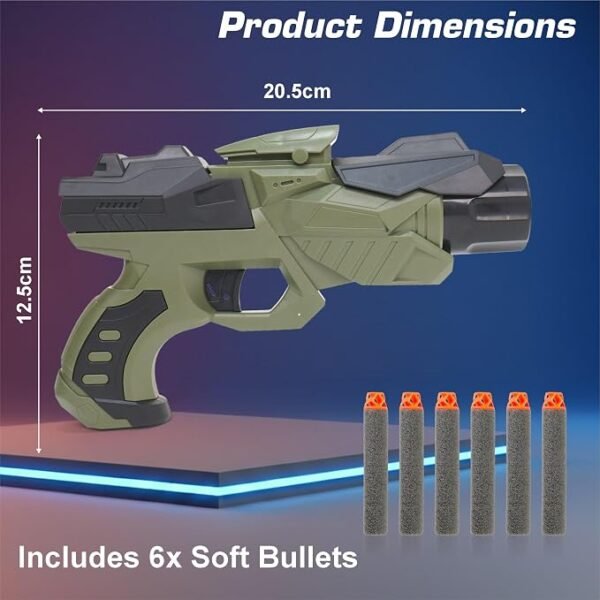 Aditi Toys Nitro Ranger Hard Tip Foam Bullet Gun Toy, Slam Fire Action Blaster Toy with 6 Darts, Shooting Gun for Kids Age 3+ (Green)